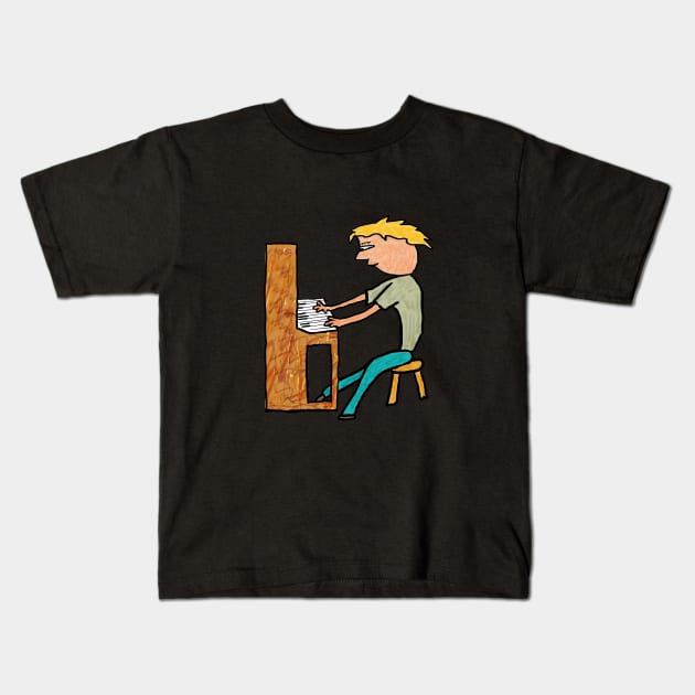 Piano Playing Kids T-Shirt by Mark Ewbie